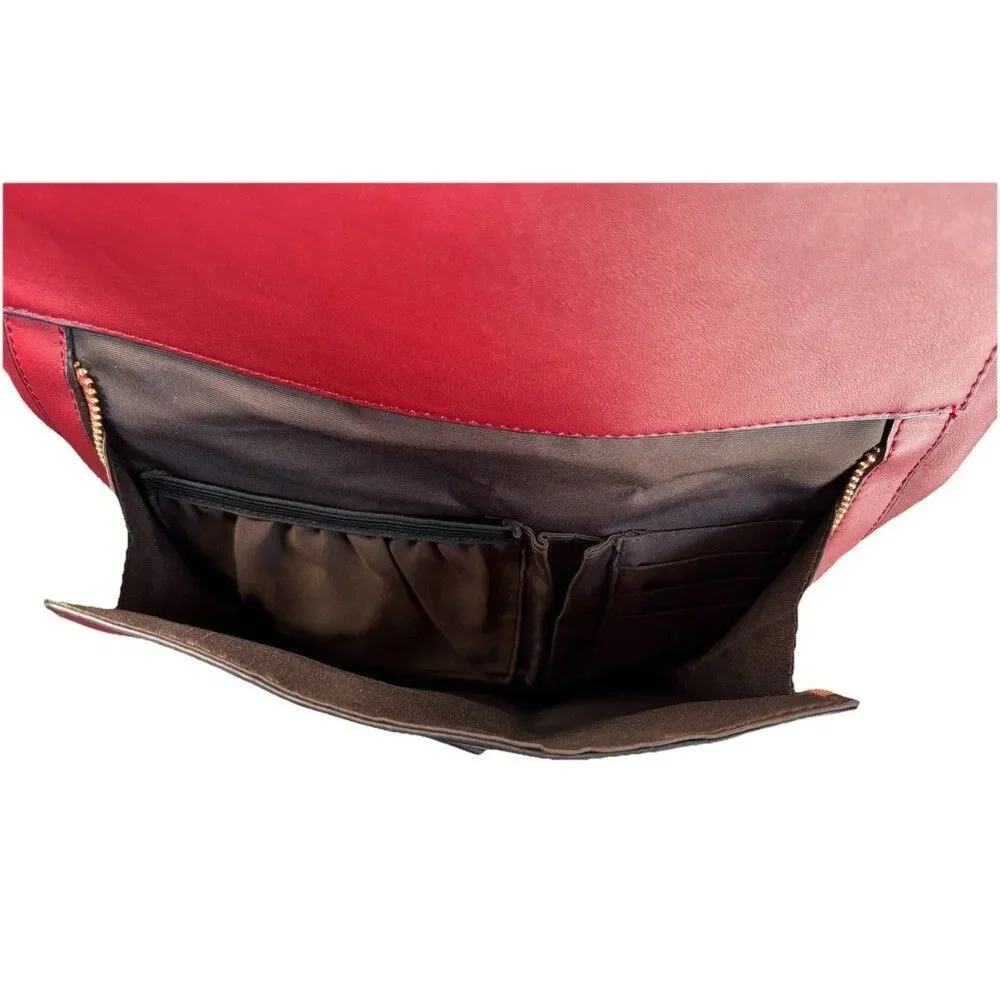 Estarer Vegan Leather Backpack Burgundy Red Fits 15.6